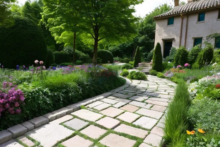 Resilient Masonry Pathway in a Beautiful Garden