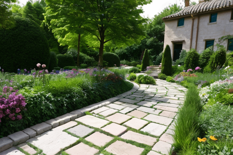 Resilient Masonry Pathway in a Beautiful Garden